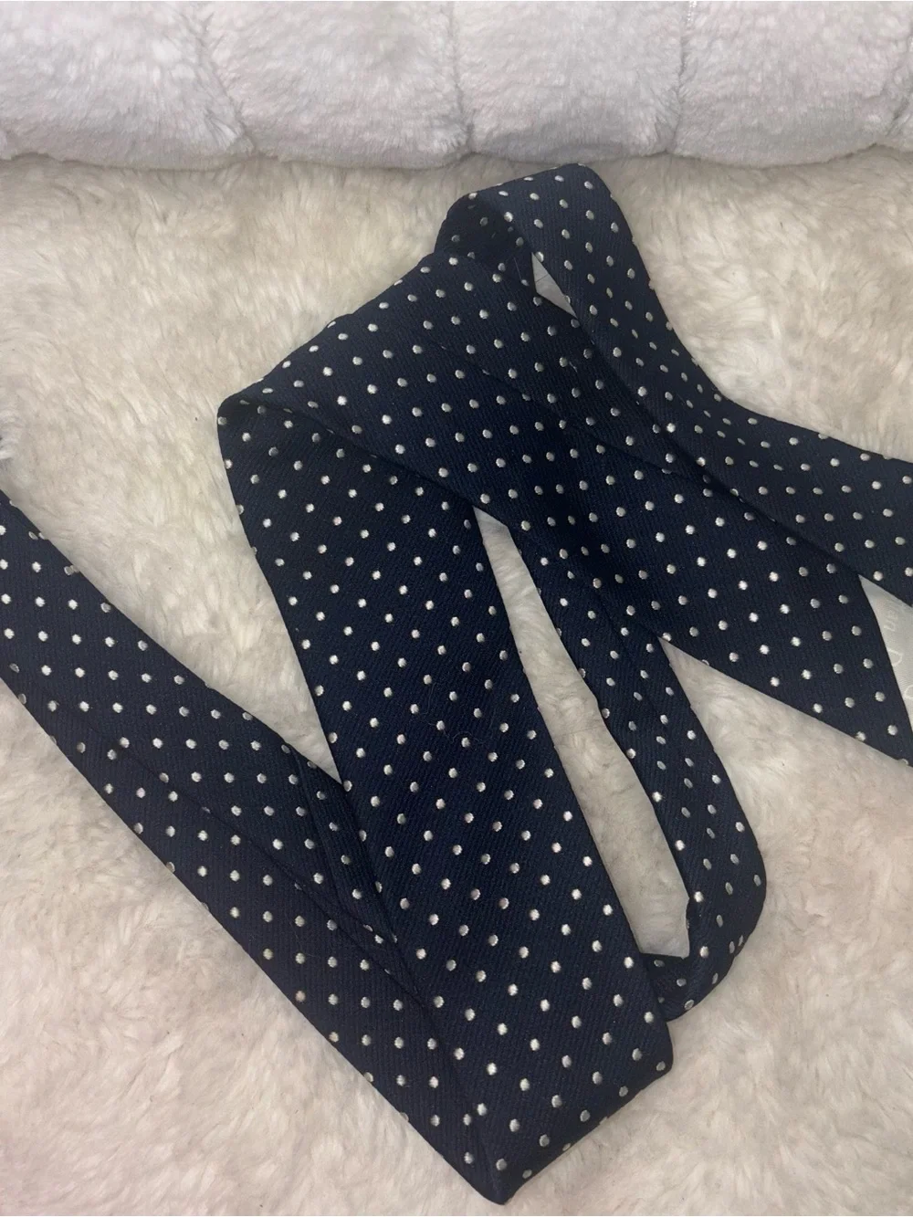 Dior Navy Blue Polka Dot Silk Tie